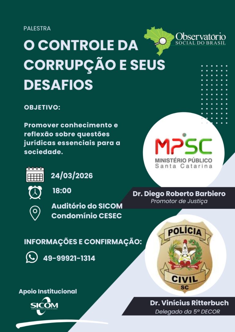 Chapecó recebe palestra sobre os desafios do combate à corrupção chapeco-recebe-palestra-sobre-os-desafios-do-combate-a-corrupcao