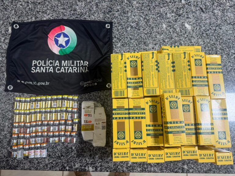 passageira-e-flagrada-com-medicamentos-ilegais-e-mercadorias-estrangeiras-em-onibus-na-sc-155
