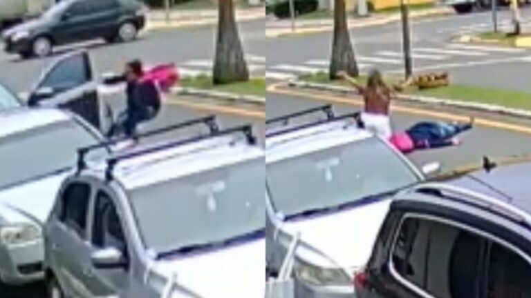 Motorista diz que ciclista caiu sozinha, mas câmera mostra porta de Jeep aberta na frente dela em SC motorista-diz-que-ciclista-caiu-sozinha,-mas-camera-mostra-porta-de-jeep-aberta-na-frente-dela-em-sc